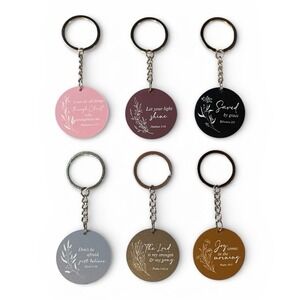 Set of 6 Christian Verse Keychains Charm Backpack Bible Religious Scripture